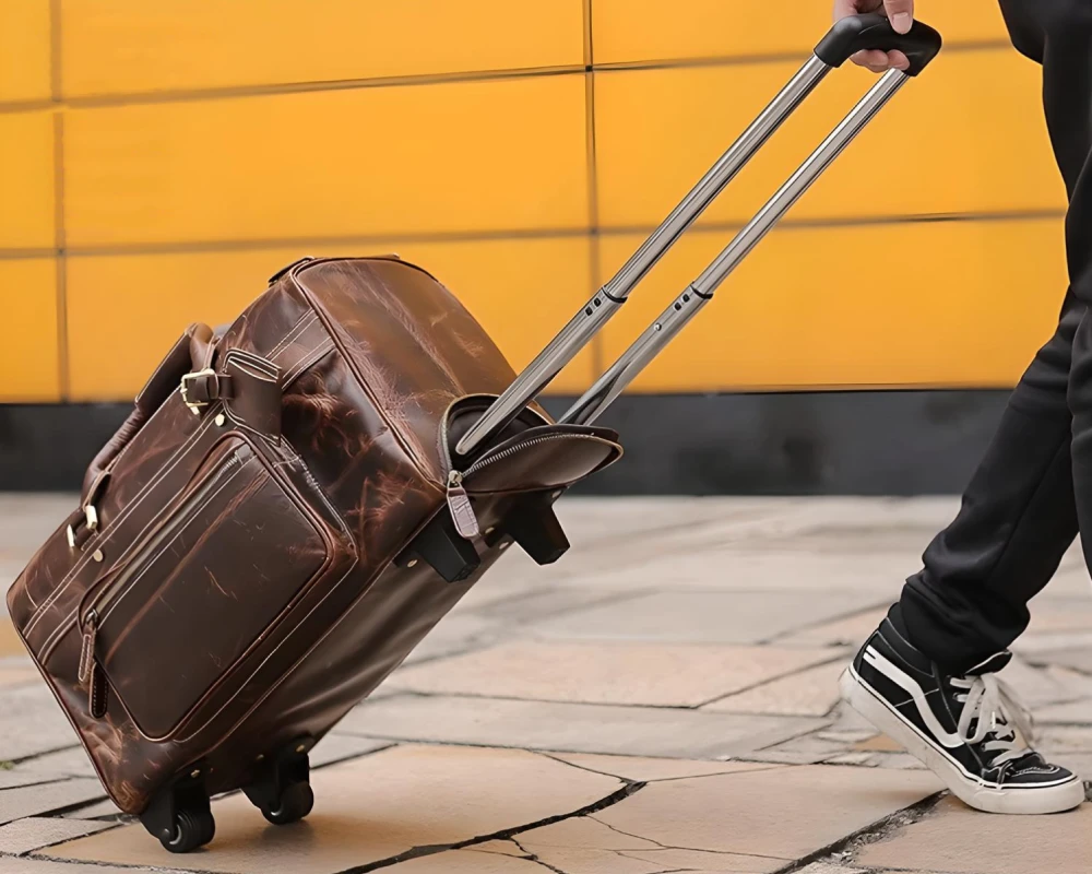 mens leather carry on luggage